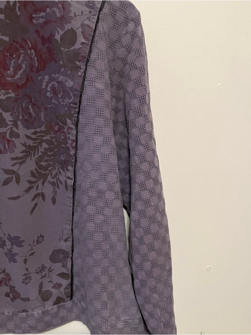 Women’s Patchwork Jacket Purple Floral Cotton XL Nanette Keller Cotton Woven - Picture 8 of 9